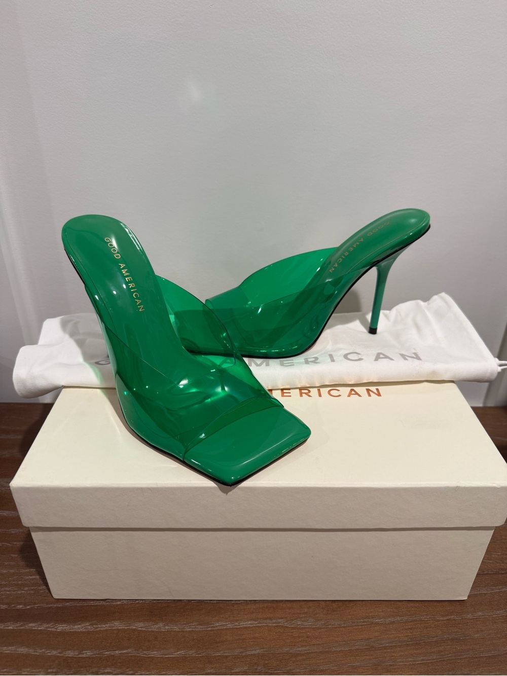 Good American Green Emma Slip Heels